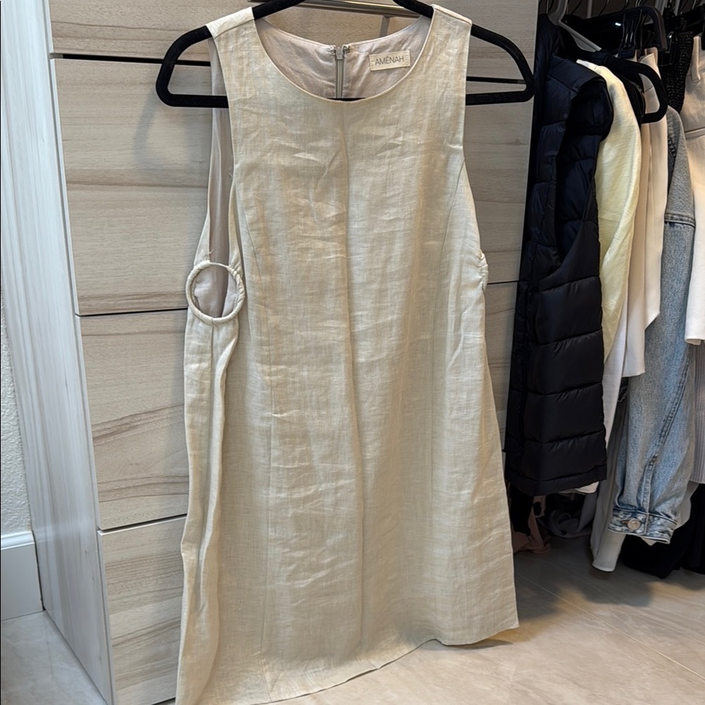 Beige linen dress